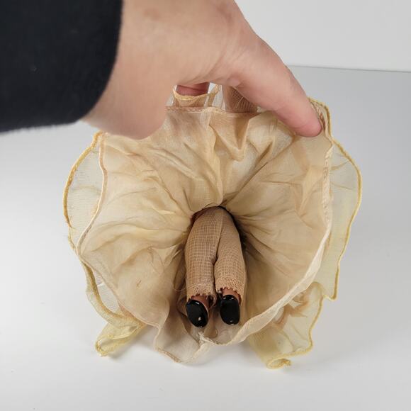 Vintage 6” Redhead Doll Yellow Gown Pink Ribbon Accents Collectible - Picture 8 of 12